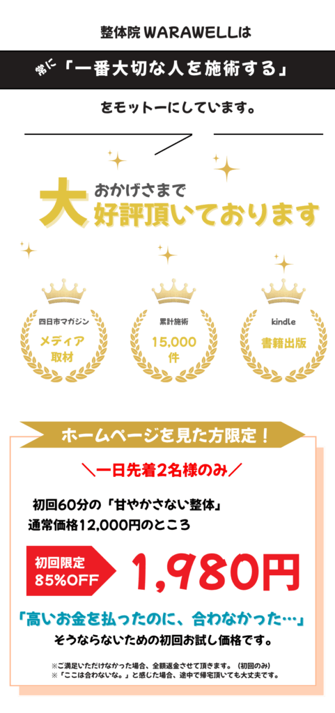 甘やかさない整体院WARAWELLの価格