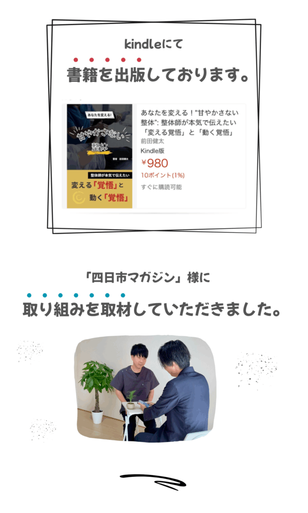 腰痛、脊柱管狭窄症が得意な整体院WARAWELLの出版した書籍